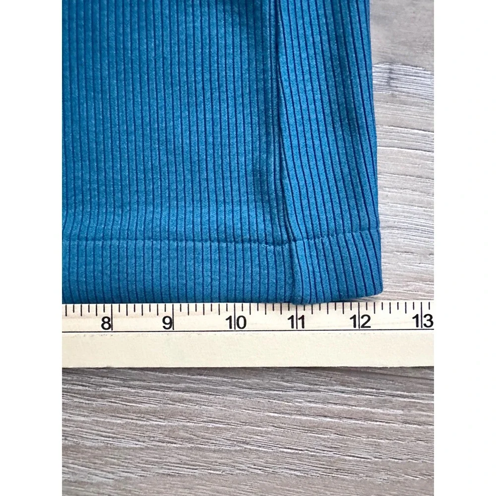 Adrianna Papell Teal Blue Ribbed Wide Leg Pants Smocked Waist SM Flowy Elegant